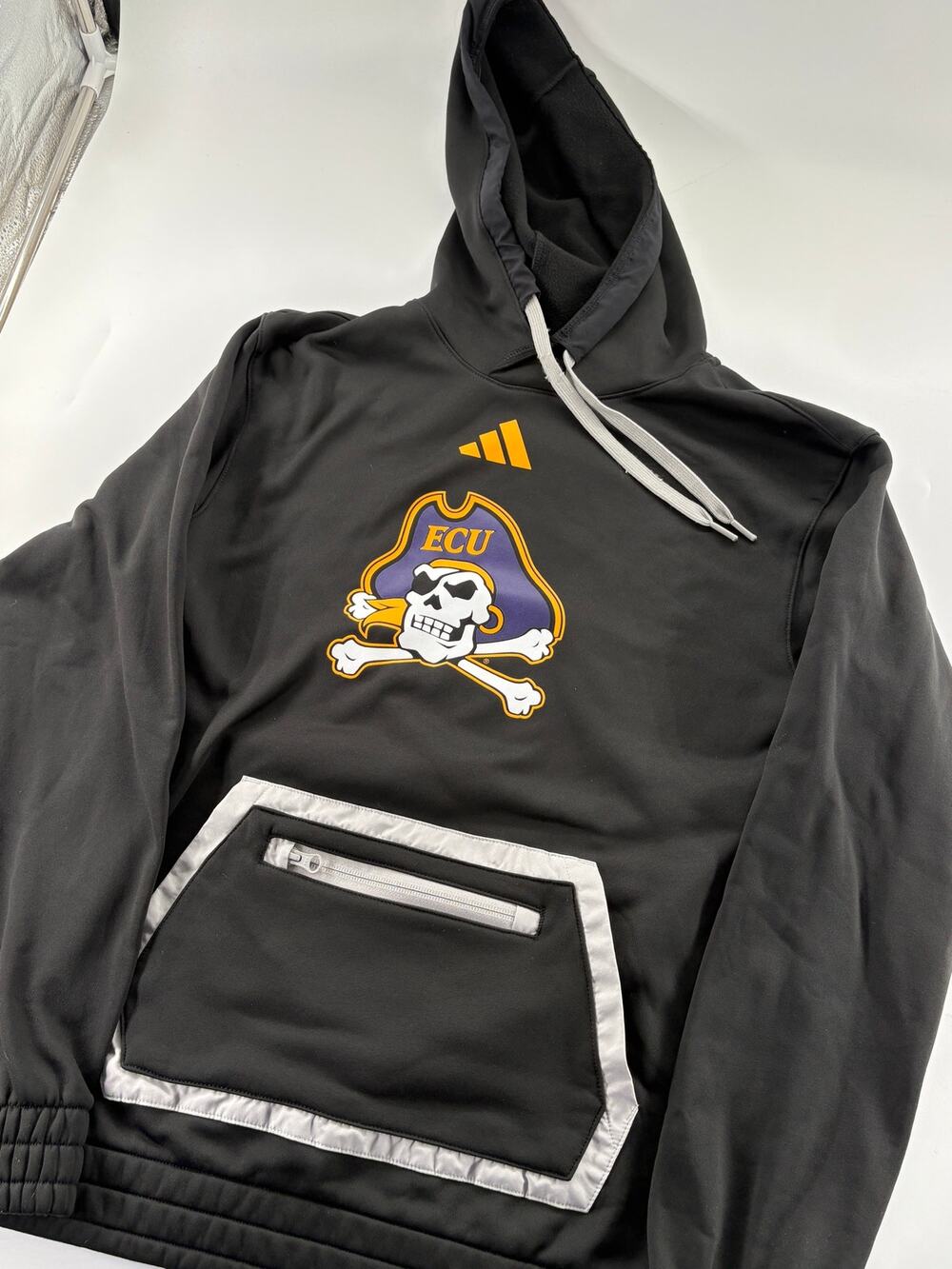 Adidas ECU Pirates Hoodie Men's Small Black Jolly Roger Zip Pocket